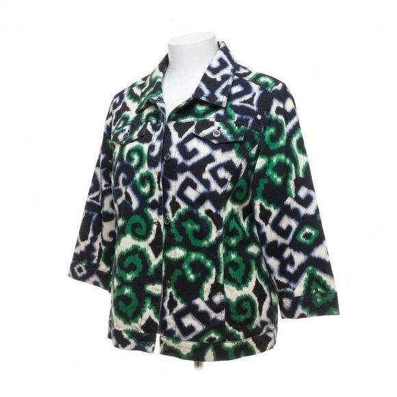 Chico's Jackets & Blazers - Chicos Womens Multicolor Ikat Print Jacket Size 2 Cotton Blend